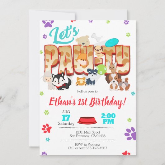 Puppy Party of Pet Party Invitation Kaart (Voorkant)