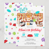 Puppy Party of Pet Party Invitation Kaart (Voorkant / Achterkant)