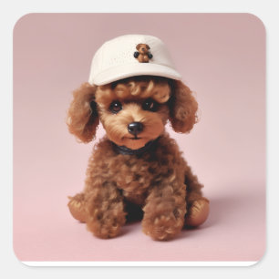 Puppy Party Pop” – Helium Ballon Vierkante Sticker