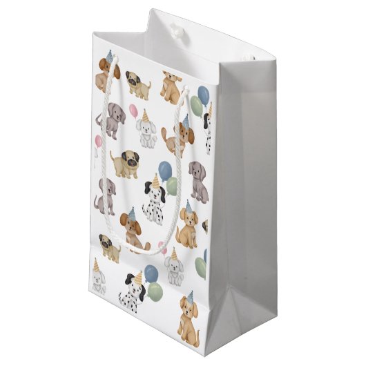 Puppy Party Verjaardag Gift Bag Klein Cadeauzakje (Voorkant Gekanteld)
