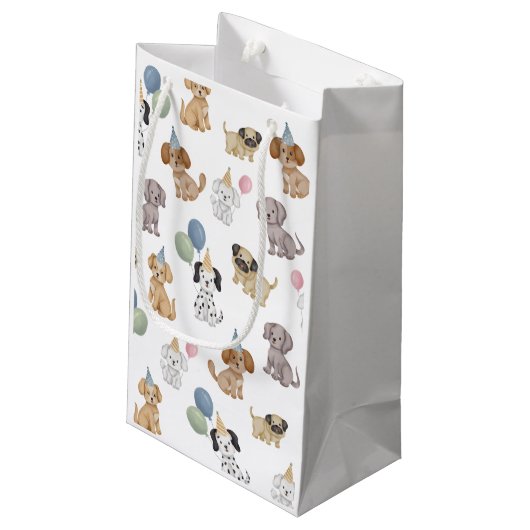 Puppy Party Verjaardag Gift Bag Klein Cadeauzakje (Achterkant Gekanteld)