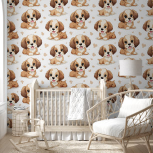 Puppy Pattern Behang
