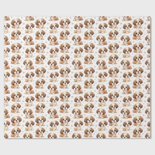 Puppy Pattern Cadeaupapier (Vlak)