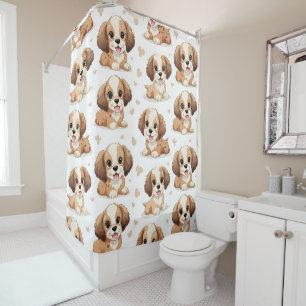 Puppy Pattern Douchegordijn