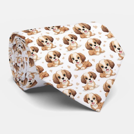 Puppy Pattern Stropdas (Opgerold)