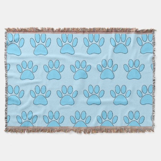 Puppy Paw-afdrukken in babyblauw Deken (Voorkant)