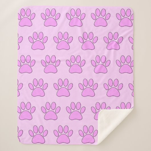 Puppy Paw-afdrukken in roze Sherpa Deken (Voorkant)