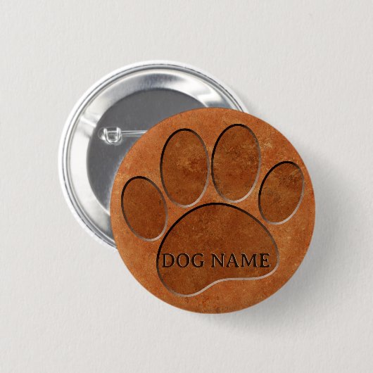 Puppy Paw Faux Terracotta Print Aangepaste naam Ronde Button 5,7 Cm (Voorkant /achterkant)