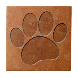 Puppy Paw Faux Terracotta Print Tegeltje