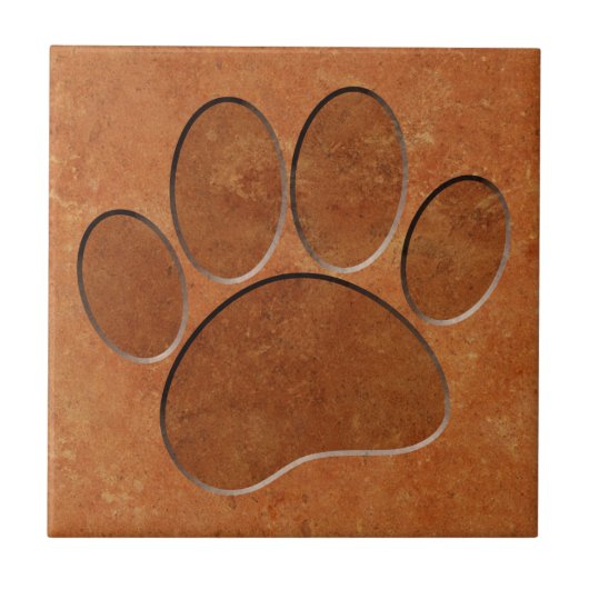 Puppy Paw Faux Terracotta Print Tegeltje (Voorkant)
