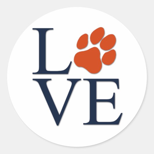 Puppy Paw Love Classic Ronde Sticker (Voorkant)