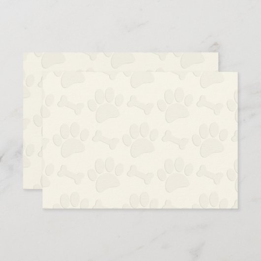 Puppy Paw Prints and Bones Blank Cream Off White Notitiekaartje (Voorkant / Achterkant)