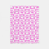 Puppy Paw Prints in roze en wit Fleece Deken (Voorkant)