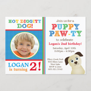 Puppy Paw-ty Birthday Party Invitation (primair) Kaart