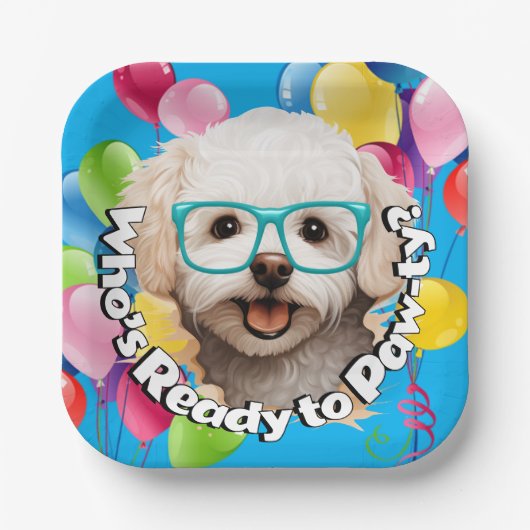 Puppy Paw-ty Bord | Blue Balloon Party (Voorkant)