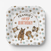 Puppy Paw-ty Verjaardagsfeestje Papieren Bordje (Voorkant)