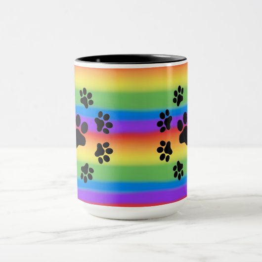 Puppy Paws op een Rainboogachtergrond-MOK Mok (Midden)