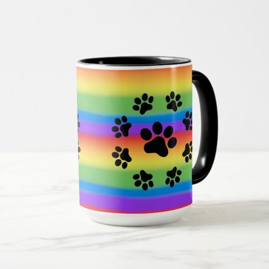 Puppy Paws op een Rainboogachtergrond-MOK Mok (Voorkant rechts)