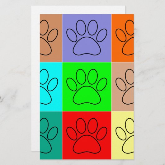 Puppy Paws op vierkante plaatsen bevestigen Briefpapier (Voorkant / Achterkant)