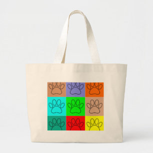 Puppy Paws op vierkante plaatsen bevestigen Grote Tote Bag