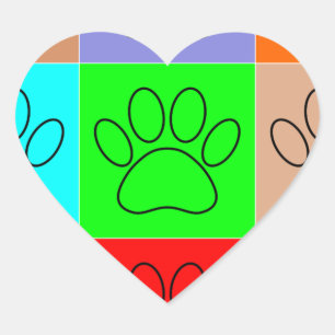 Puppy Paws op vierkante plaatsen bevestigen Hart Sticker