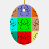 Puppy Paws op vierkante plaatsen bevestigen Keramisch Ornament (Voorkant)