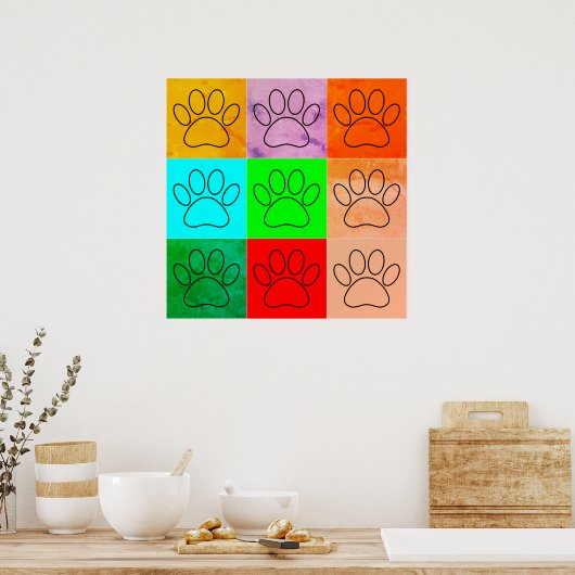 Puppy Paws op vierkante plaatsen bevestigen Poster (Keuken)