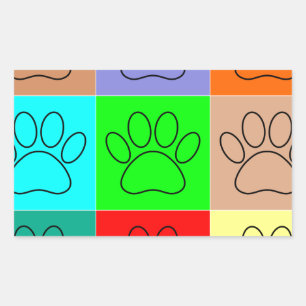 Puppy Paws op vierkante plaatsen bevestigen Rechthoekige Sticker