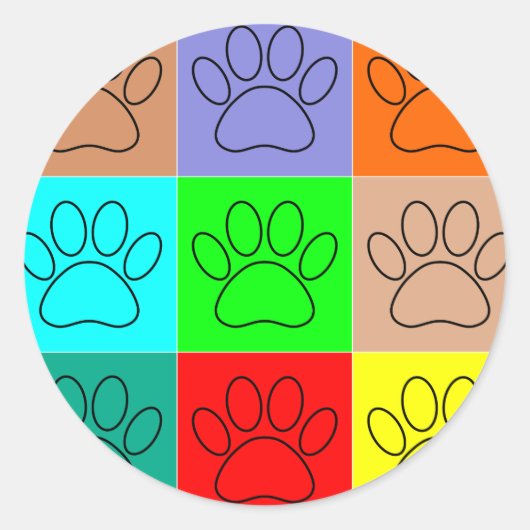 Puppy Paws op vierkante plaatsen bevestigen Ronde Sticker (Voorkant)