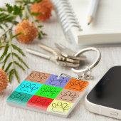 Puppy Paws op vierkante plaatsen bevestigen Sleutelhanger (Voorkant Rechts)