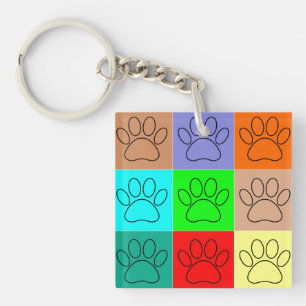 Puppy Paws op vierkante plaatsen bevestigen Sleutelhanger