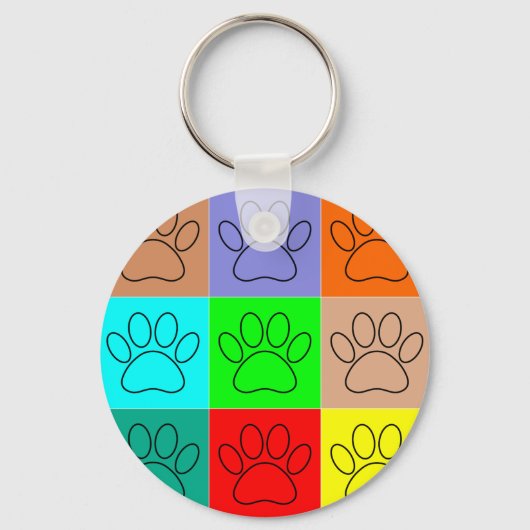 Puppy Paws op vierkante plaatsen bevestigen Sleutelhanger (Voorkant)