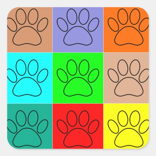 Puppy Paws op vierkante plaatsen bevestigen Vierkante Sticker (Voorkant)
