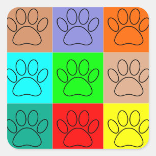 Puppy Paws op vierkante plaatsen bevestigen Vierkante Sticker