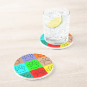 Puppy Paws op vierkante plaatsen bevestigen Zandsteen Onderzetter (Zijkant)