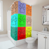 Puppy Paws op vierkantjes Douchegordijn (In situ)