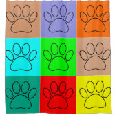 Puppy Paws op vierkantjes Douchegordijn (Voorkant)