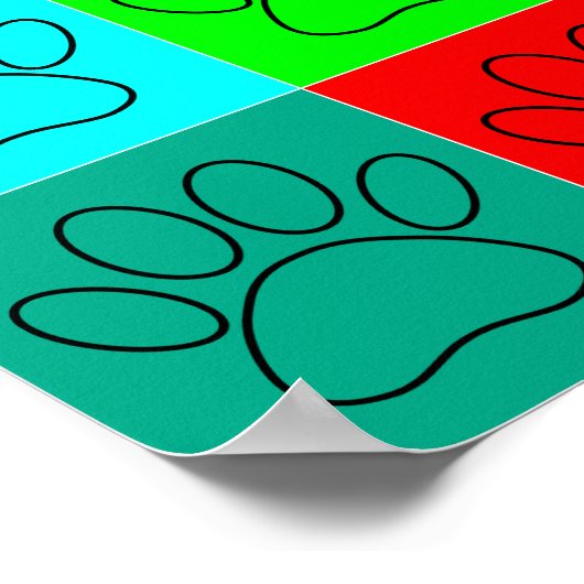 Puppy Paws op vierkantjes Poster (Hoek)