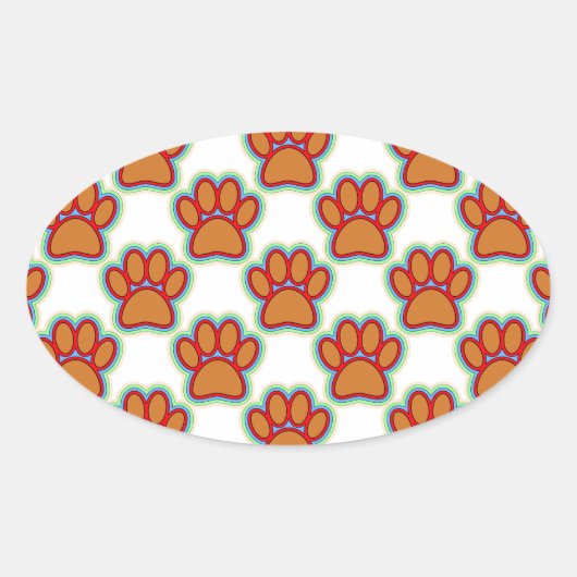 Puppy Paws Ovale Sticker (Voorkant)