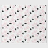 Puppy Paws Pattern roze and Black Cadeaupapier (Vlak)