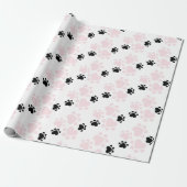 Puppy Paws Pattern roze and Black Cadeaupapier (Uitgerold)