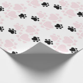 Puppy Paws Pattern roze and Black Cadeaupapier (Hoek)