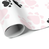 Puppy Paws Pattern roze and Black Cadeaupapier (Rol Hoek)
