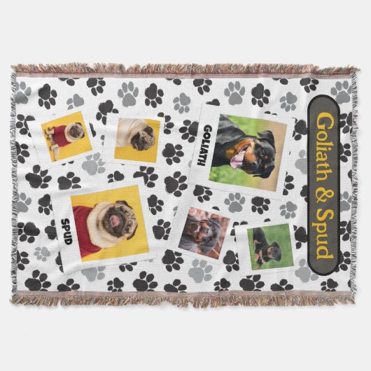 Puppy Paws Personalized Photo Collage Deken (Voorkant)