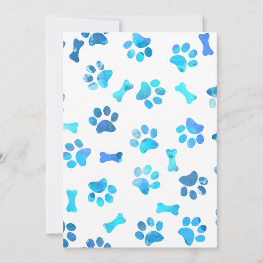 Puppy Pawty - Blue Boy Pet - Dog Birthday Puppy Kaart (Achterkant)