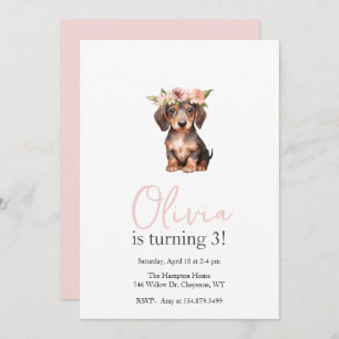 Puppy Pawty Dachshund kinderen Verjaardagsfeest Kaart