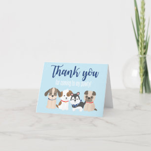Puppy Pawty Dank je kaart blauw