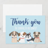 Puppy Pawty Dank je kaart blauw (Voorkant / Achterkant)