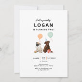 Puppy Pawty Dog Birthday Party Kaart (Voorkant)