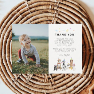 Puppy Pawty Dog Theme Birthday Foto Dank je Bedankkaart